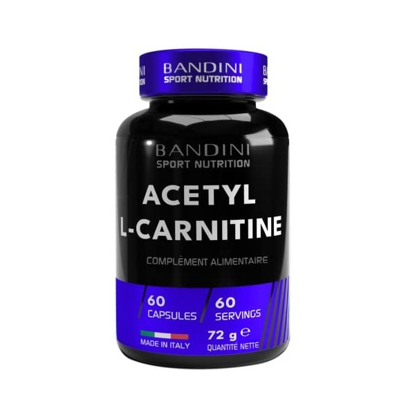 Bandini® Acetyl L-CARNITINE - 1000 mg PAR CAPSULE - Supplément à base dAcetyl L CARNITINE - Acetyl Carnitine pour les spor