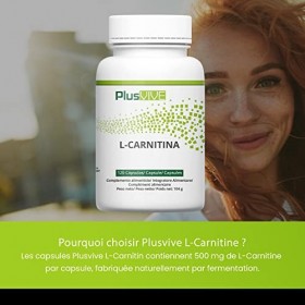 Plusvive - Lot de 120&nbsp;capsules de L-carnitine à haute efficacité, 1&nbsp;000&nbsp;mg