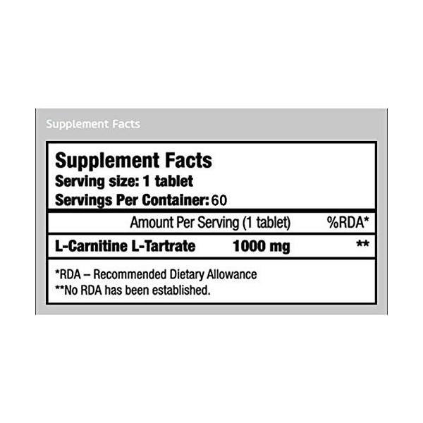 Biotech USA L-CARNITINE 1000 60 Comprimés | Gestion du poids | Transforme la graisse corporelle en énergie | Brûleur de grais