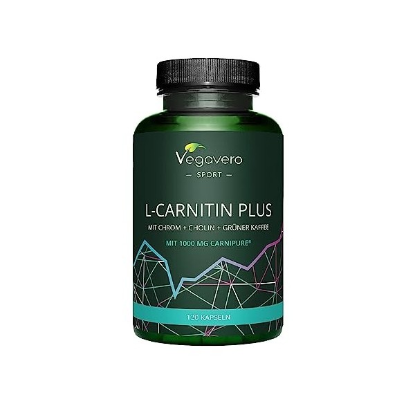 L-Carnitine PRO | Carnipure®, Café vert, Vitamines B, Chrome, Choline | PRE WORKOUT - Energie + Récupération | L Carnitine Ta