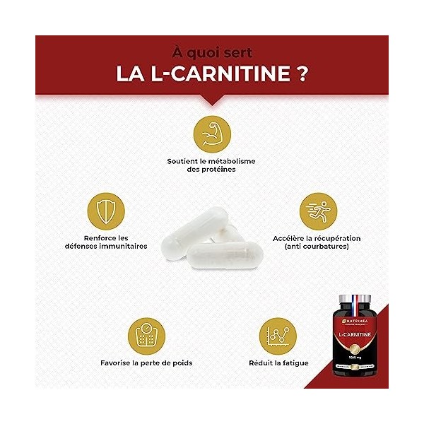L-Carnitine - 1470 mg de L-Carnitine Tartrate - Boost d’Energie & Récupération Après le Sport - Brûle Graisse & Minceur - Ave