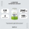 Carnipure L-Carnitine 3000 - Qualité testée en laboratoire par Lonza - Vegan L-Carnitine gelules -120 capsules sans additifs 