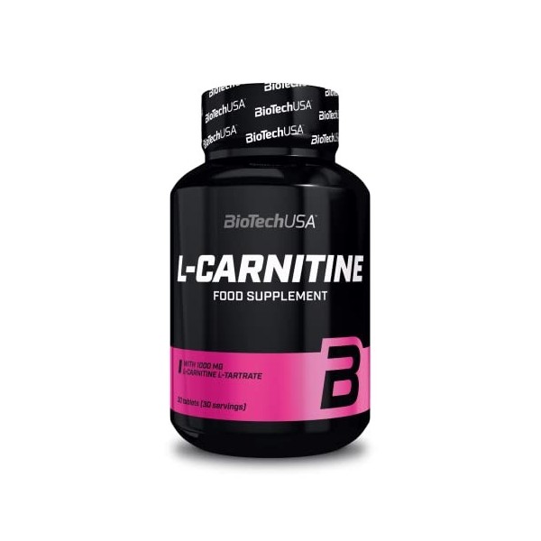 BioTechUSA L-Carnitine, Tablettes de L-carnitine avec 1000 mg de L-carnitine L-tartrate, 30 comprimés