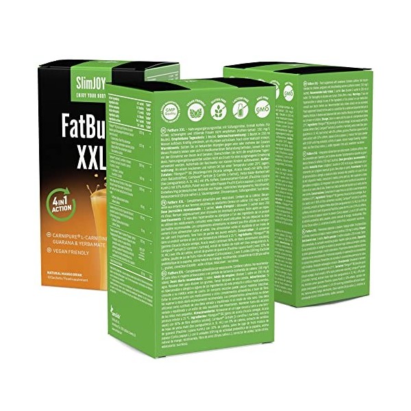 SlimJOY FatBurn XXL - 1000 mg de L-Carnitine, 1000 mg de Yerba Mate et 700 mg de Guarana par Boisson - de Sensilab