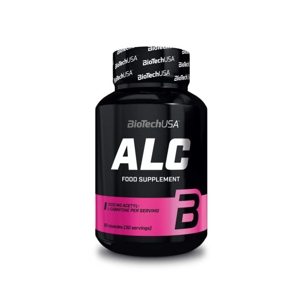 BioTechUSA ALC, Formule en capsule contenant de lacétyl-L-carnitine HCL et du zinc ajouté, 60 capsules