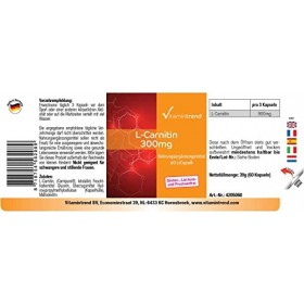 L-Carnitine 300mg - bien protégée de loxydation grâce aux LiCaps® - hautement dosé avec 900mg par dose journalière - végétal