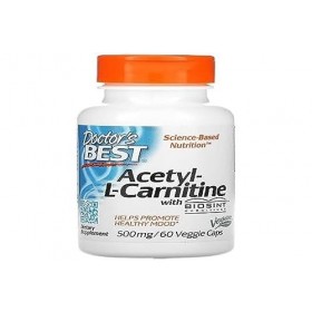 Doctors Best Acetyl L-Carnitine with Biosint Carnitines, 500 mg, 60 vcaps, Acétyl L-Carnitine de haute qualité pour lénergi