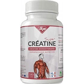 SUPER CRÉATINE DE HAUTE QUALITÉ • 180 gélules 100% créatine • MADE IN FRANCE • Pour 1 MOIS • SuperPhysique Nutrition