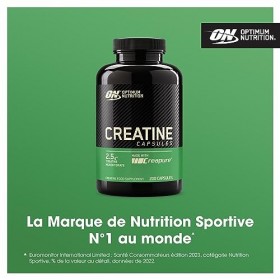 Optimum Nutrition Creatine Capsules avec 2500 mg de créatine monohydrate non aromatisée par portion, complément alimentaire à