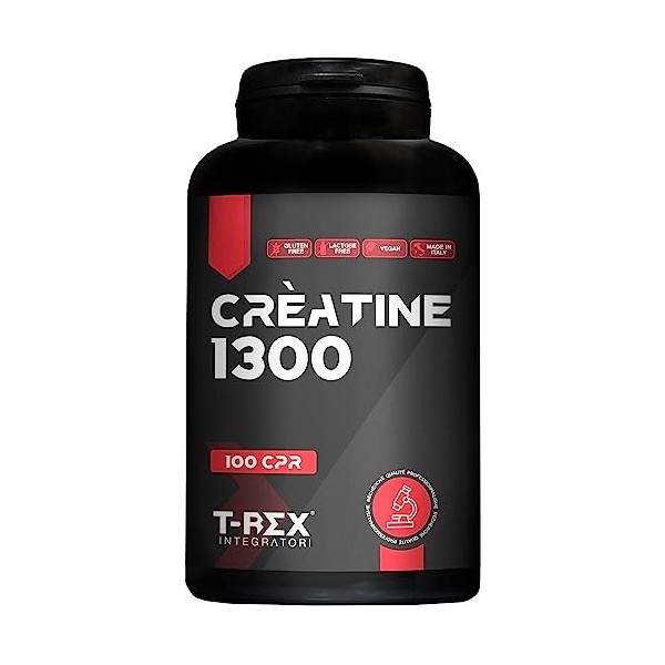 T-Rex Integratori, Créatine Monohydrate - Complément alimentaire pour la Masse Musculaire, Booster Énergétique Pre Workout C