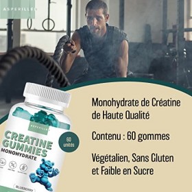 ASPERILLEN Créatine Monohydrate en Gommes - Créatine Gommes - 2000 Mg de Monohydrate de Créatine par Dose - Créatine Vegan Go
