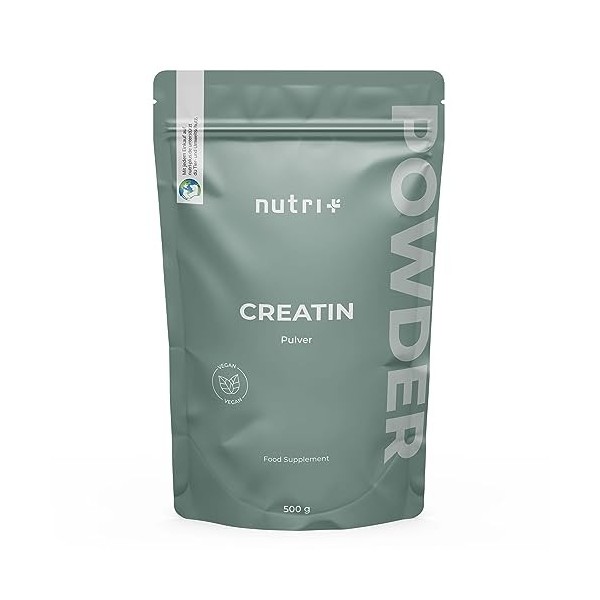 Créatine Monohydrate 500g - Poudre de créatine - pure à 99,99% - hautement dosée, ultrafine, végétalienne et neutre - Nutri +