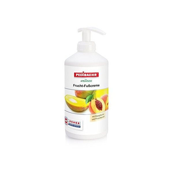 PediBaehr Baume pour les pieds avec beurre de mangue et huile de noyau de pêche pour tous les types de peau, 500 ml avec dist