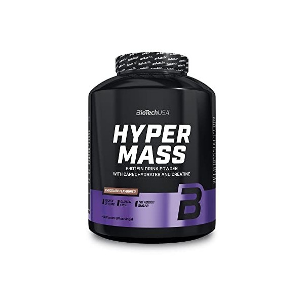 BioTechUSA Hyper Mass Une boisson en poudre à base de glucides et de protéines avec de la créatine, source de fibres, sans su