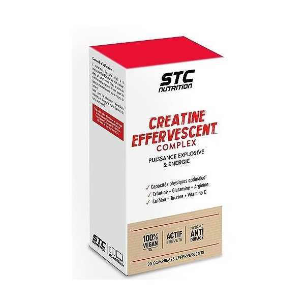 STC NUTRITION - CREATINE EFFERVESCENT COMPLEX - A base de Créatine, Glutamine, Arginine, Taurine et Caféine - Aide à améliore