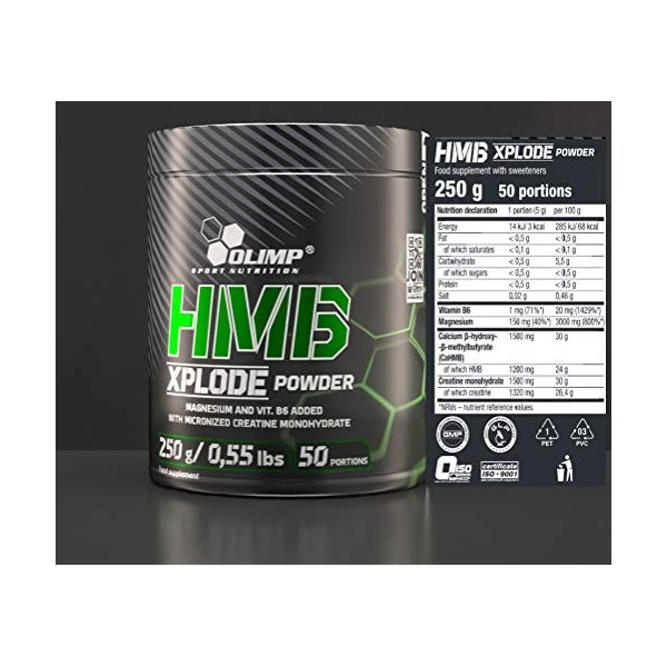 Olimp Sport Nutrition | Hmb Xplode Powder 250g | HMB | Association explosive dHMB et créatine ! - Orange