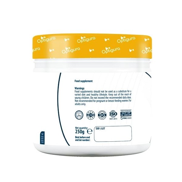 OPTIGURA - Creatine Monohydrate - Formule Ultra Dosée en Créatine Monohydrate en Poudre Micronisée à 200 MESH - 250g