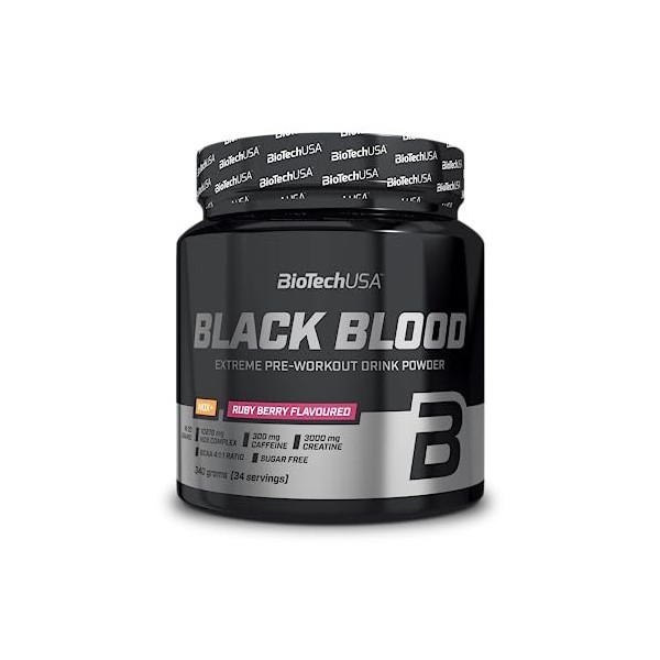 BioTechUSA Black Blood NOX+, Formule radicale pré-exercice avec un complexe NOX extrême, ainsi que de la créatine et de la ty