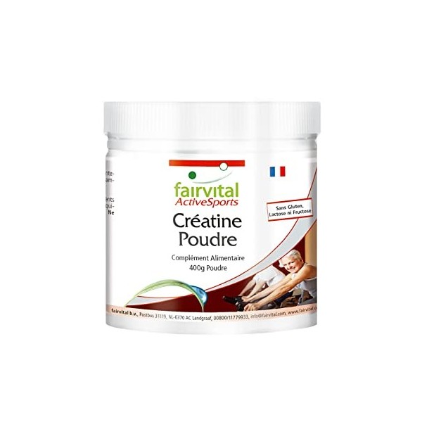 Fairvital | poudre de créatine VEGAN - dose élevée - 400g - monohydrate de la créatine en tant que substance pure sans additi