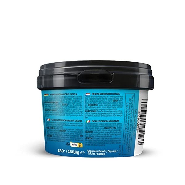 Bodylab24 Creatine Monohydrate 180 capsules, monohydrate de créatine sous forme de capsules, poudre de monohydrate de créatin