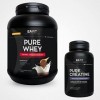 EAFIT - LOT CROISSANCE MUSCULAIRE - PURE CREATINE 90 gélules, Créatine Monohydrate et PURE WHEY 750g Double Chocolat - Certif