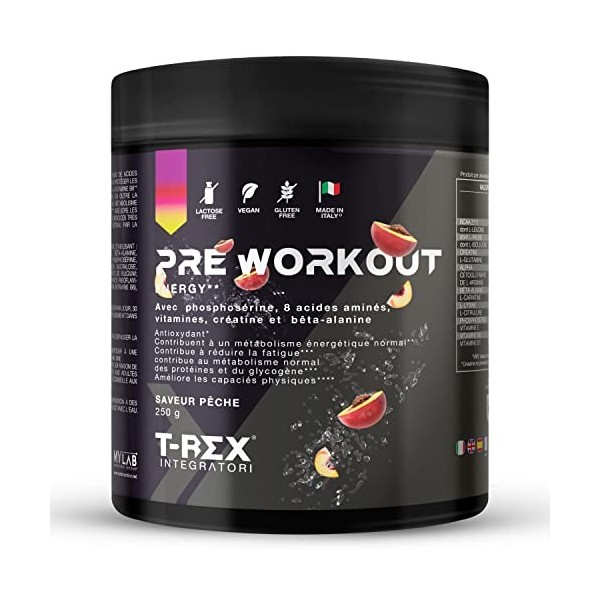 T-Rex Energy Pre Workout - Energy Drink avec Créatine Monohydratée, Bêta alanine, Citrulline, Arginine AKG, BCAA et Vitamines