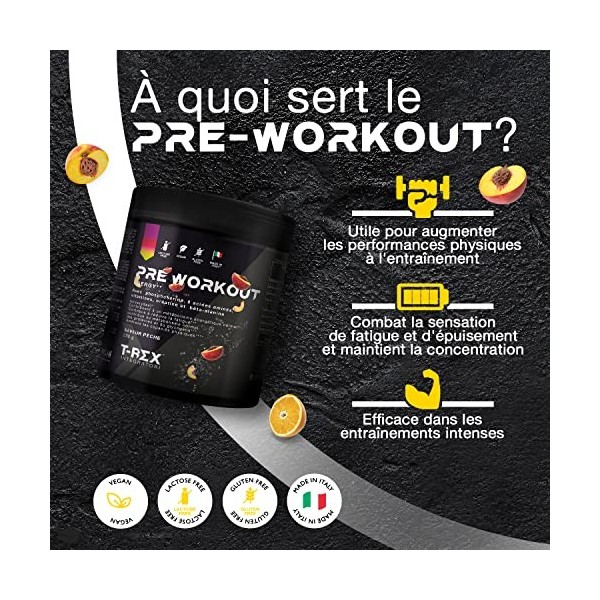 T-Rex Energy Pre Workout - Energy Drink avec Créatine Monohydratée, Bêta alanine, Citrulline, Arginine AKG, BCAA et Vitamines