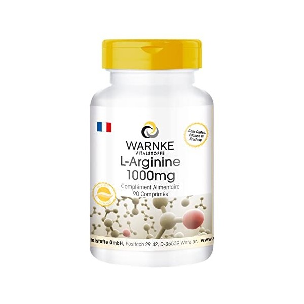L-Arginine 1000mg - 90 comprimés - Acide animé - 3000mg par dose journalière | Warnke Vitalstoffe