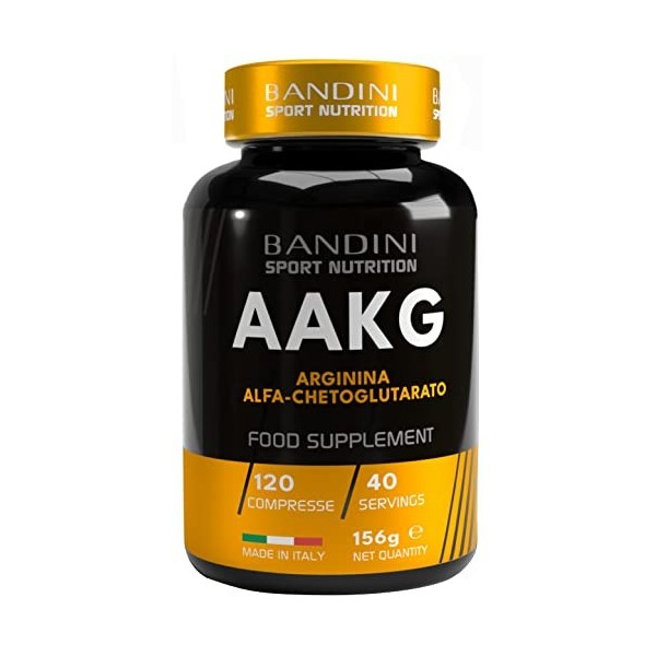 Bandini® AAKG - 120 comprimés - L-arginine-alpha-cétoglutarate 2:1 - Pour les athlètes puissants avant lentraînement - Com