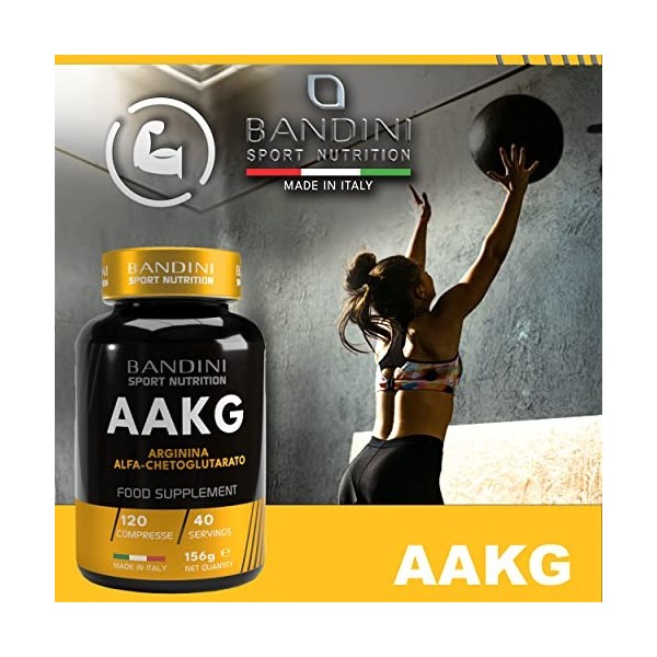 Bandini® AAKG - 120 comprimés - L-arginine-alpha-cétoglutarate 2:1 - Pour les athlètes puissants avant lentraînement - Com