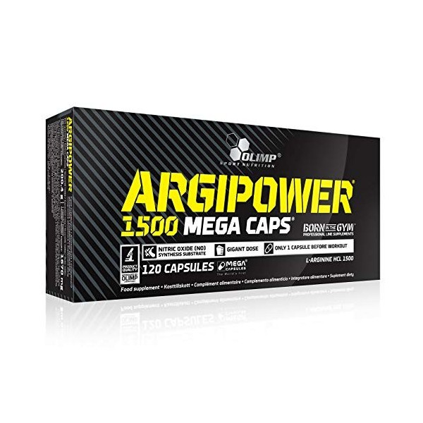 ARGIPOWER 120 capsules | Oxyde nitrique hardcore | Complément alimentaire pré-entraînement | Grande dose de L-arginine