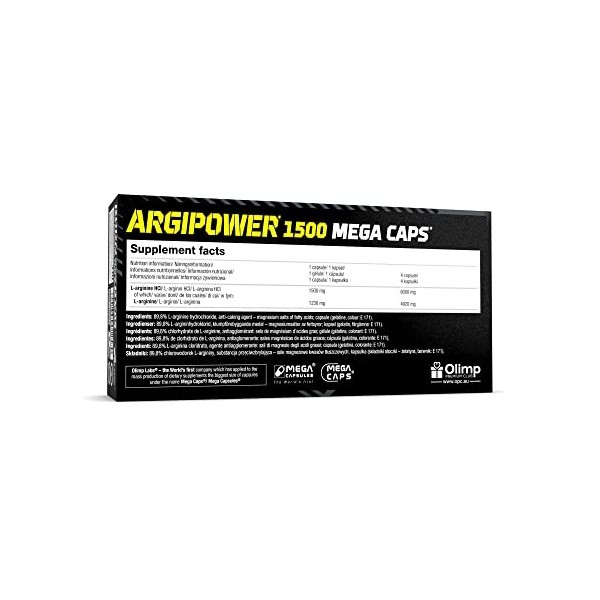 ARGIPOWER 120 capsules | Oxyde nitrique hardcore | Complément alimentaire pré-entraînement | Grande dose de L-arginine