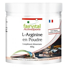 Fairvital | L-Arginine en poudre 400g - 100% pure arginine HCl sans additifs, 100% végan - Acide aminé