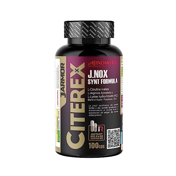 Booster Citrulline L-Arginine Zinc Vitamine B6 Masse Musculaire Dosage Élevé Hommes Femmes Citerex J.Armor 100 Capsules