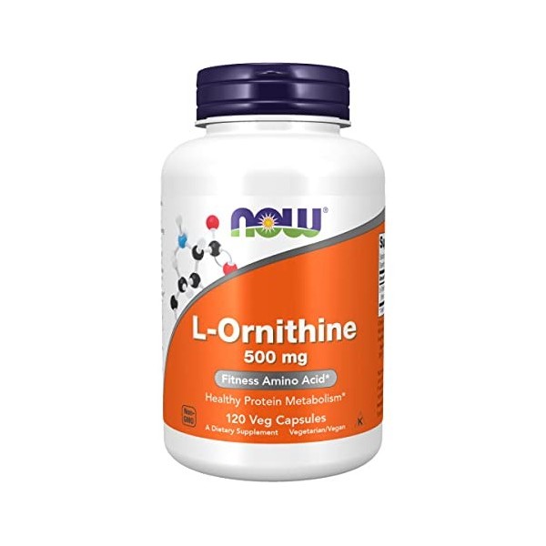 Now Foods, L-Ornithine, 500mg, 120 Capsules végétaliennes, Testé en Laboratoire, Acide Aminé, Sans Gluten, Sans Soja, Végétar