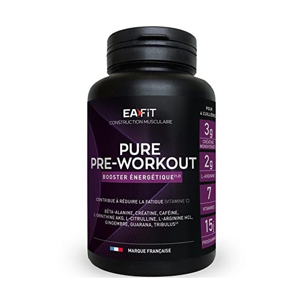 EAFIT Pure Pre-Workout - 330g - Saveur Fruits Rouges - Booster énergétique - Certifié Anti-Dopage