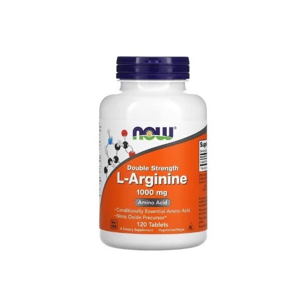 Now Foods, Double Strength L-Arginine, 1000 mg, 120 comprimés végétaliens, acide aminé