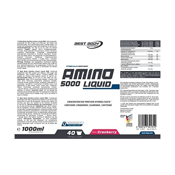 Best Body Nutrition Amino Liquide 5000 Acide Aminé