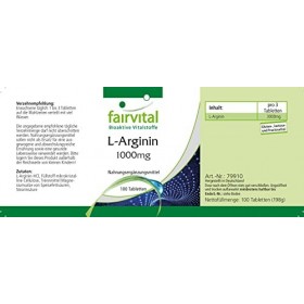 Fairvital | L-Arginine 1000mg - boite de 3 mois - Fortement dosé - 100 comprimés - L-Arginine HCL