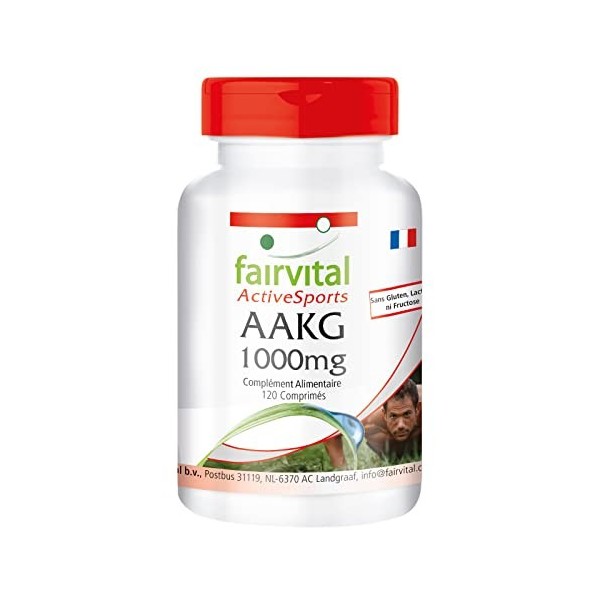 Fairvital | AAKG 1000mg L-Arginine-Alpha-Céto-glutarate - Vegan - Haute biodisponibilité - 120 comprimés