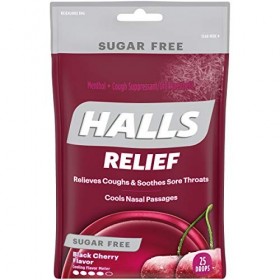 Halls Sugar Free Black Cherry saveur de Triple action apaisante, 25 ct