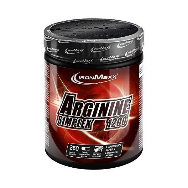 IronMaxx Arginine Simplex 1200 - Acide aminé l-arginine - 260 capsules XXL tricapsules 