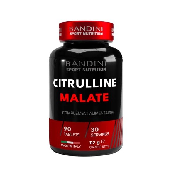 Bandini® MALATE DE CITRULLINE 90 comprimés - Dosage extra élevé avec 1000 mg par comprimé - 3000 mg par portion - Malate de L