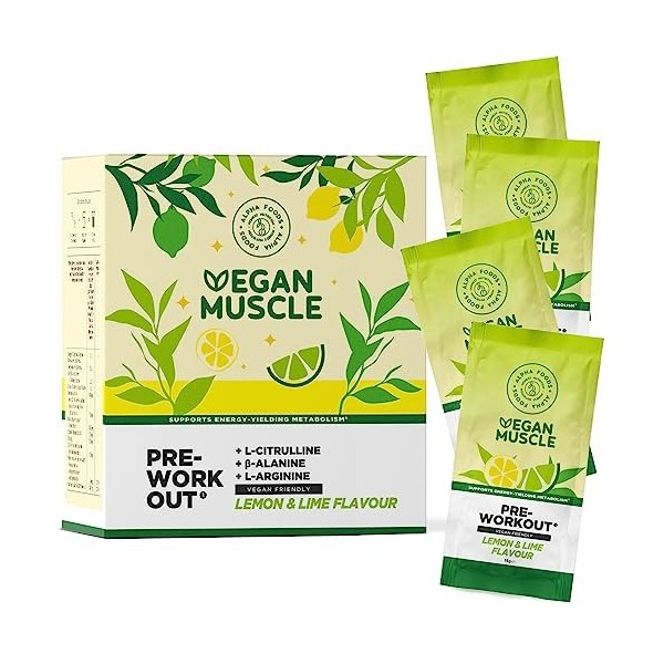 Vegan Muscle® - Booster de performance de pré-entraînement - Booster dénergie végétalien avec L-Citrulline, Beta-Alanine, Ar