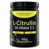 L-Citrulline en poudre, 500g L-Citrulline DL-Malate 2:1 - Solubilité optimale, testé en laboratoire & sans additifs, booster 