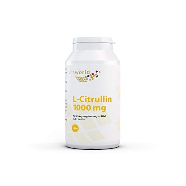 Vita World Pack de 3 L-Citrulline 1000 mg Hautement Dosé 3 x 240 Comprimés Végétarien comprimé biodisponibilité élevée