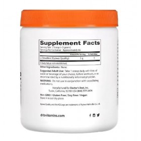 Doctors Best Poudre de L-Citrulline, 200 g, récupération musculaire et booster doxyde nitrique