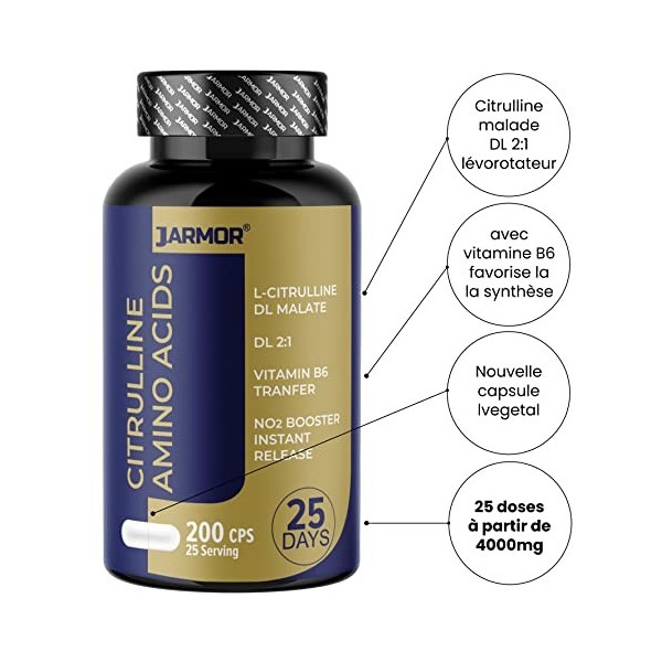 Citrulline Malate + Vitamine B6 • L-citrulline • Citruline Amino Acids • Pre Workout Nitric Oxide • Pré-entraînement • J.Armo