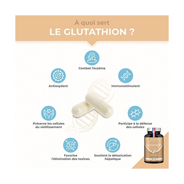 Glutathion - Réduit à 98% - Formule avec Précurseurs dont NAC + Vitamine C - Renforce lImmunité, Antioxydant - Anti-âge, Pea