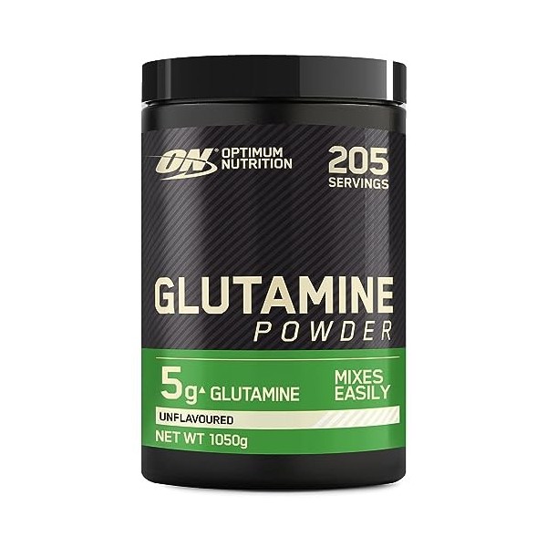 Optimum Nutrition Glutamine en poudre, Acide aminé l-Glutamine en poudre, complément alimentaire pour shake Post et Pre Worko